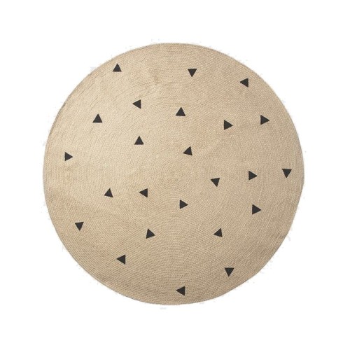Dywan jutowy okrągły w trójkąty Black Trangle 130 cm - ferm living