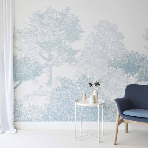 Blue Classic Hua Trees Mural Wallpaper - Sian Zeng