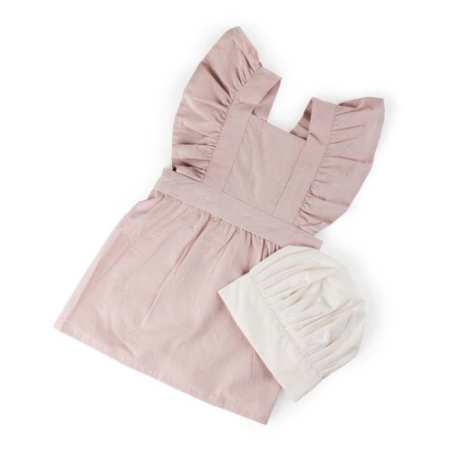 Apron and hat set, dusty pink/classic white, Sebra