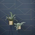 Granatowa tapeta Lines Dark Blue - ferm Living
