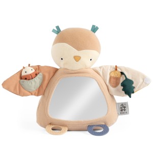 Sowa zabawka sensoryczna z lusterkiem - Activity toy, Blinky the owl, maple beige  - Sebra
