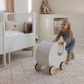 Doll's pram, wooden, classic white, Sebra